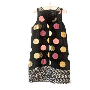 ANTHROPOLOGIE Maeve Retro Tilde Jacquard Mixed Media Dress Size S NWT Polka-dot